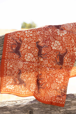 Block Print Horses Wild Rag